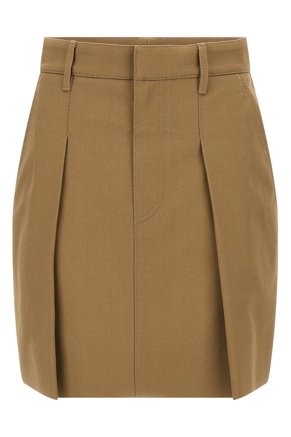 Brunello Cucinelli Pleated Skirt Featuring Side And Back Pockets In Brown