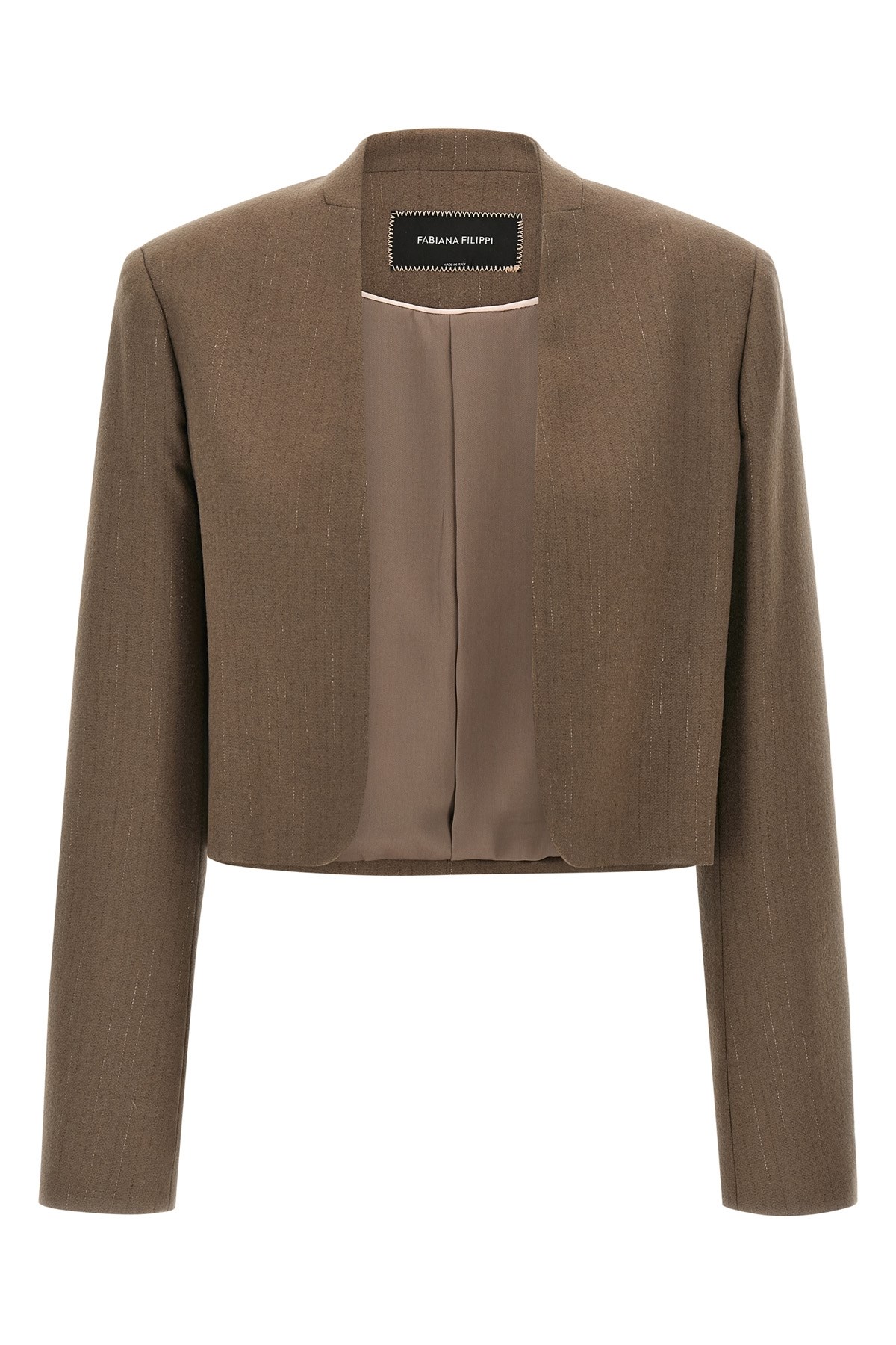 Fabiana Filippi Cropped Pinstripe Jacket In Brown