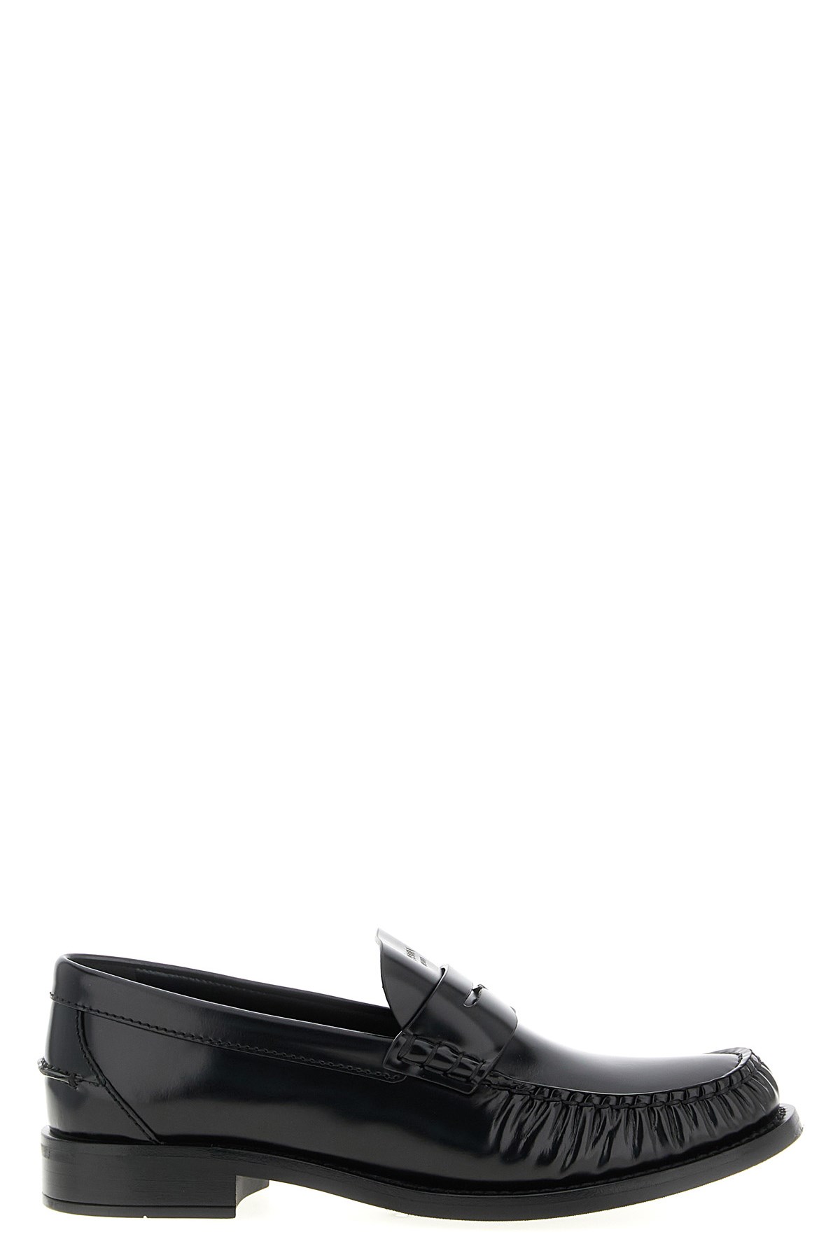 Prada Moccasins In Brushed Leather In Black