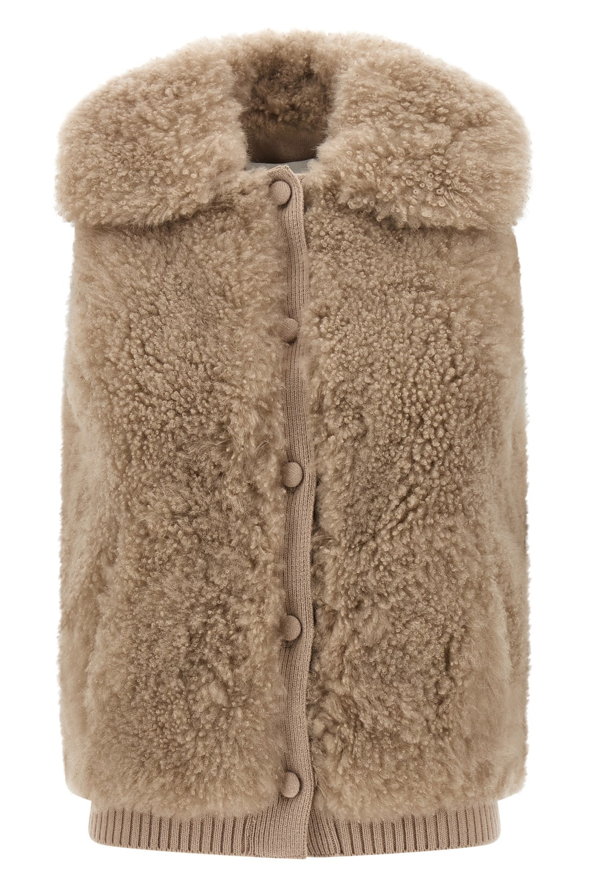 Yves Salomon Luxurious Shearling High Collar Vest In Multi