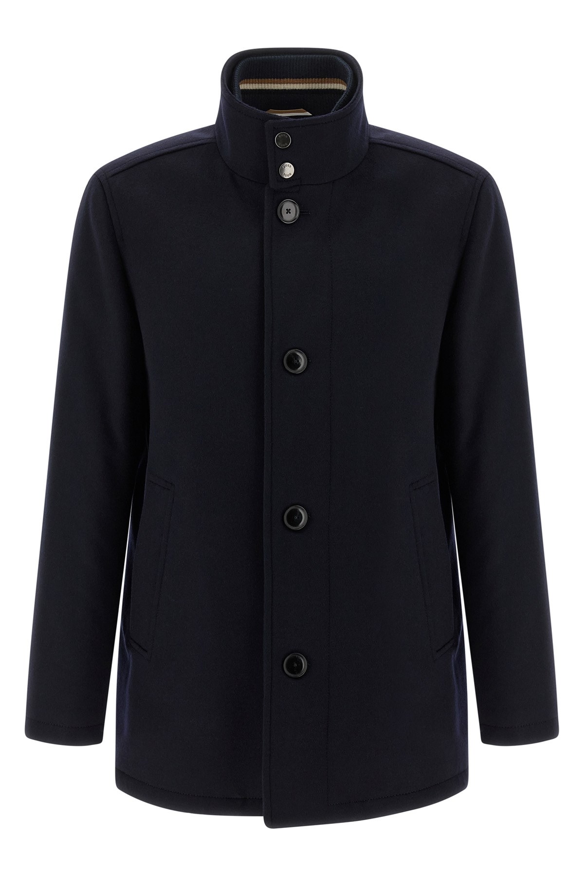 Hugo Boss Relaxed-fit Short Coat In Wool And Cashmere In Black