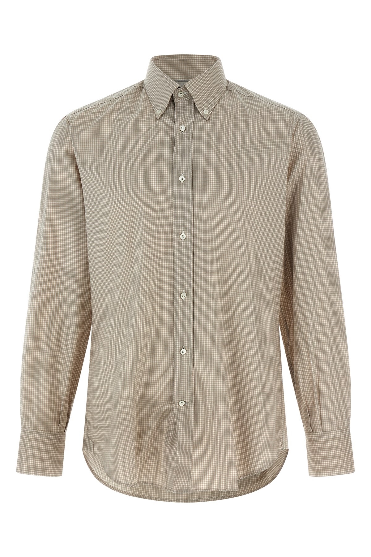 Brunello Cucinelli Long Sleeve Button-down Collar Check Shirt In Neutral