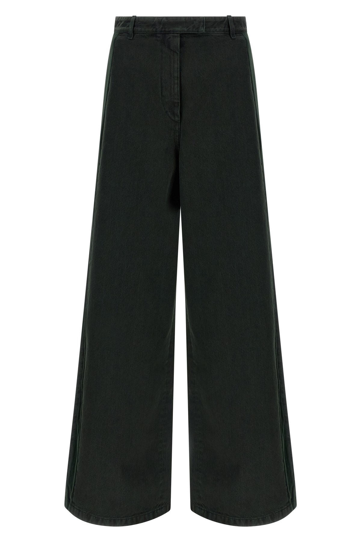 Dries Van Noten Velvet Insert Jeans Green In Black