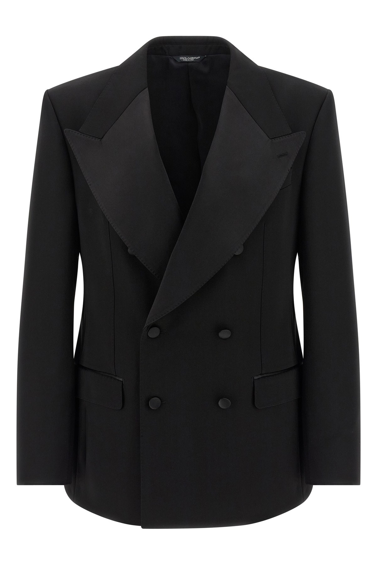 Dolce & Gabbana Double-breasted Satin-lapel Jacket In Black