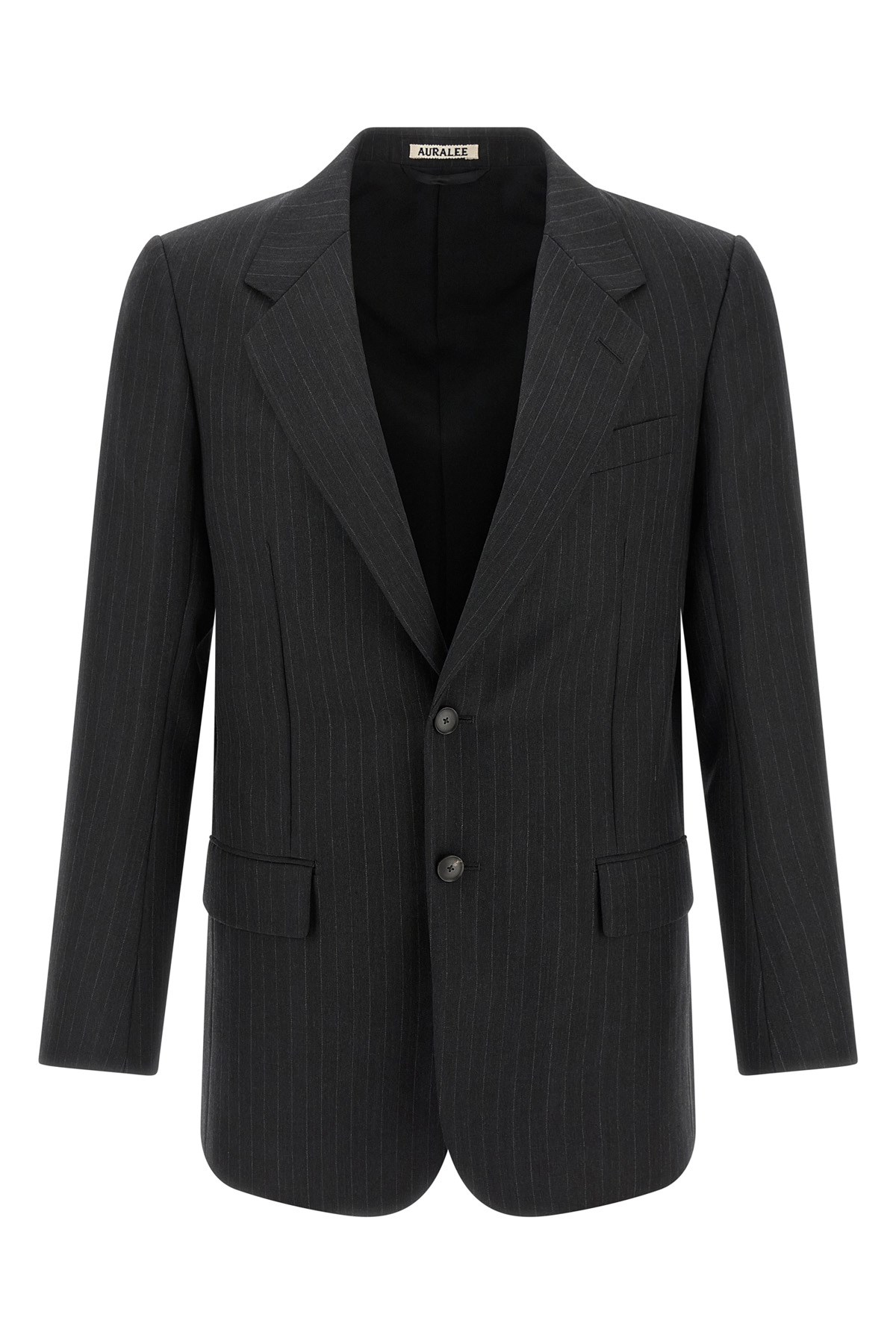 Auralee Striped Two-button Jacket In Black