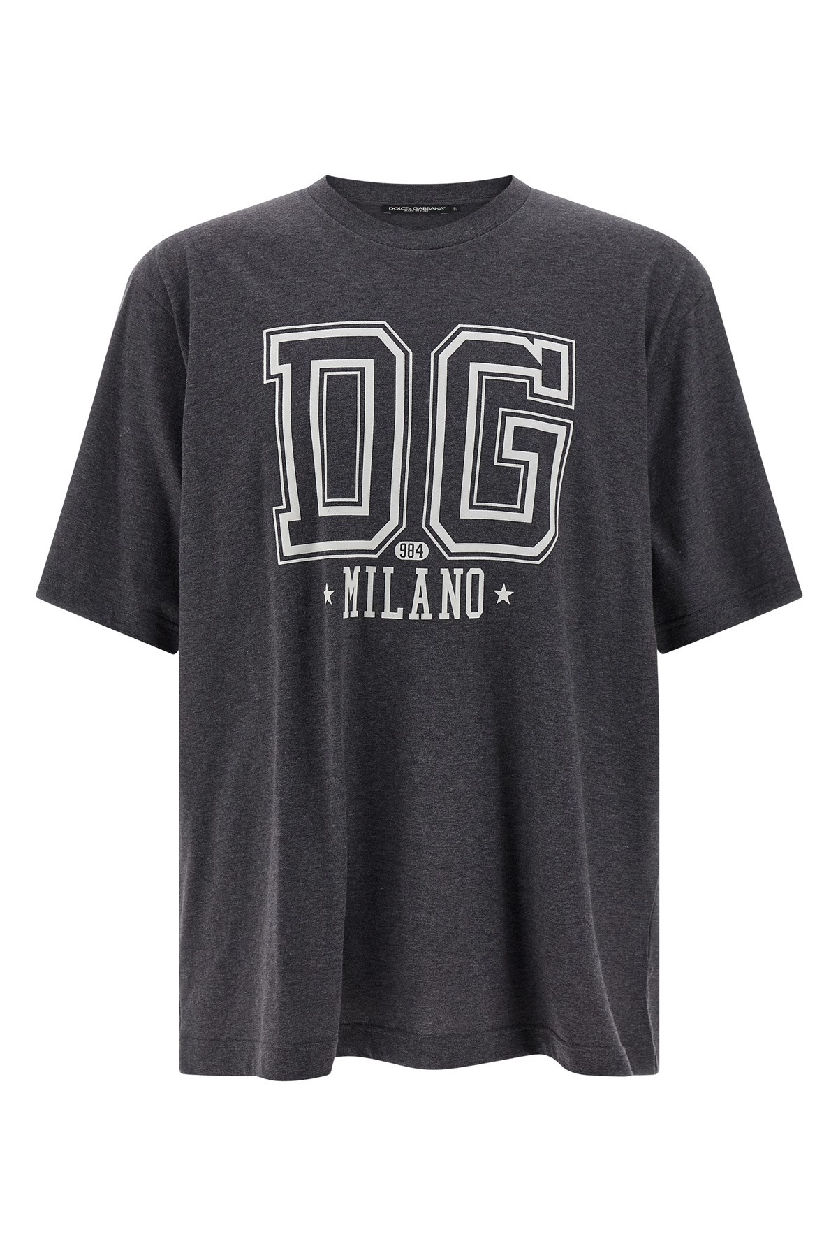 Dolce & Gabbana Men Flocked Print T-shirt In Gray