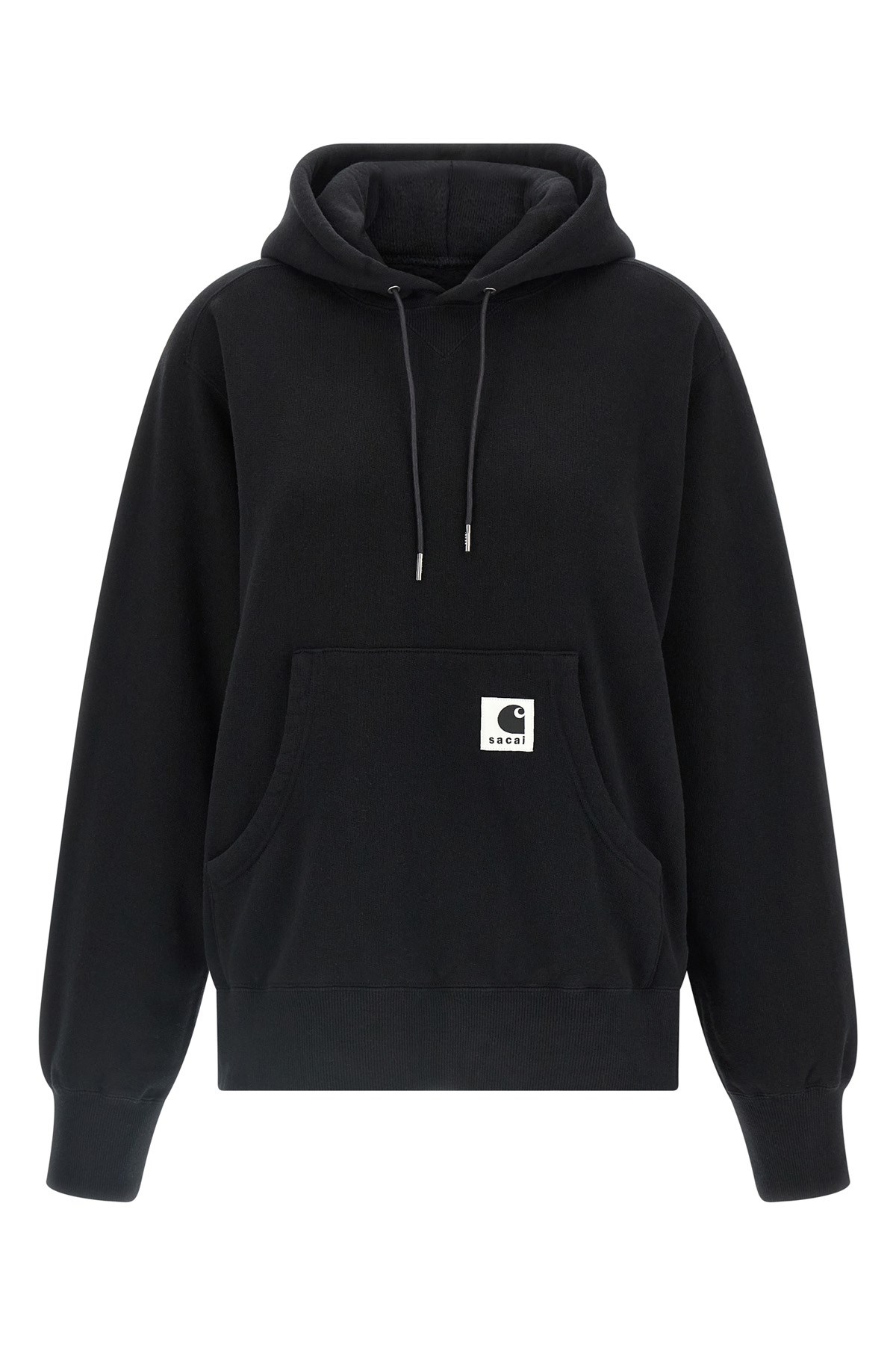 Sacai X Carhatt Cotton Jersey Hoodie In Black