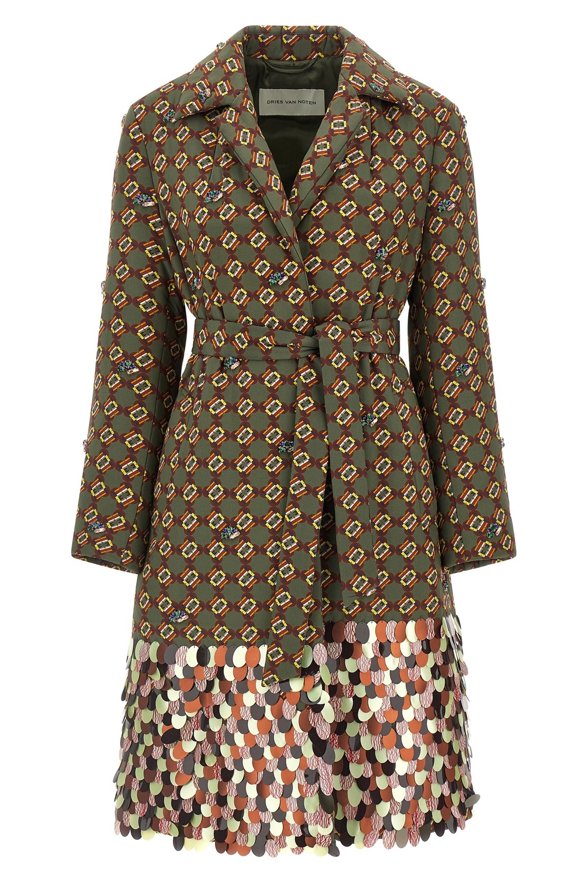 Dries Van Noten Long-sleeved Coat In Green
