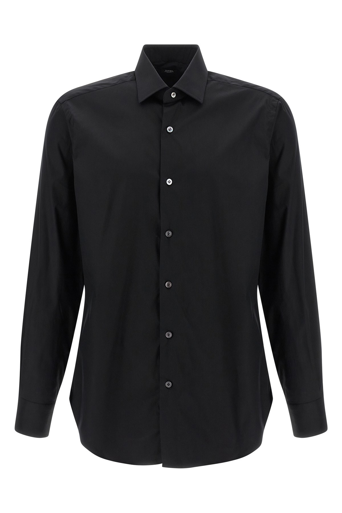 Barba Napoli Cotton Shirt With Button Cuffs And Collar In Black
