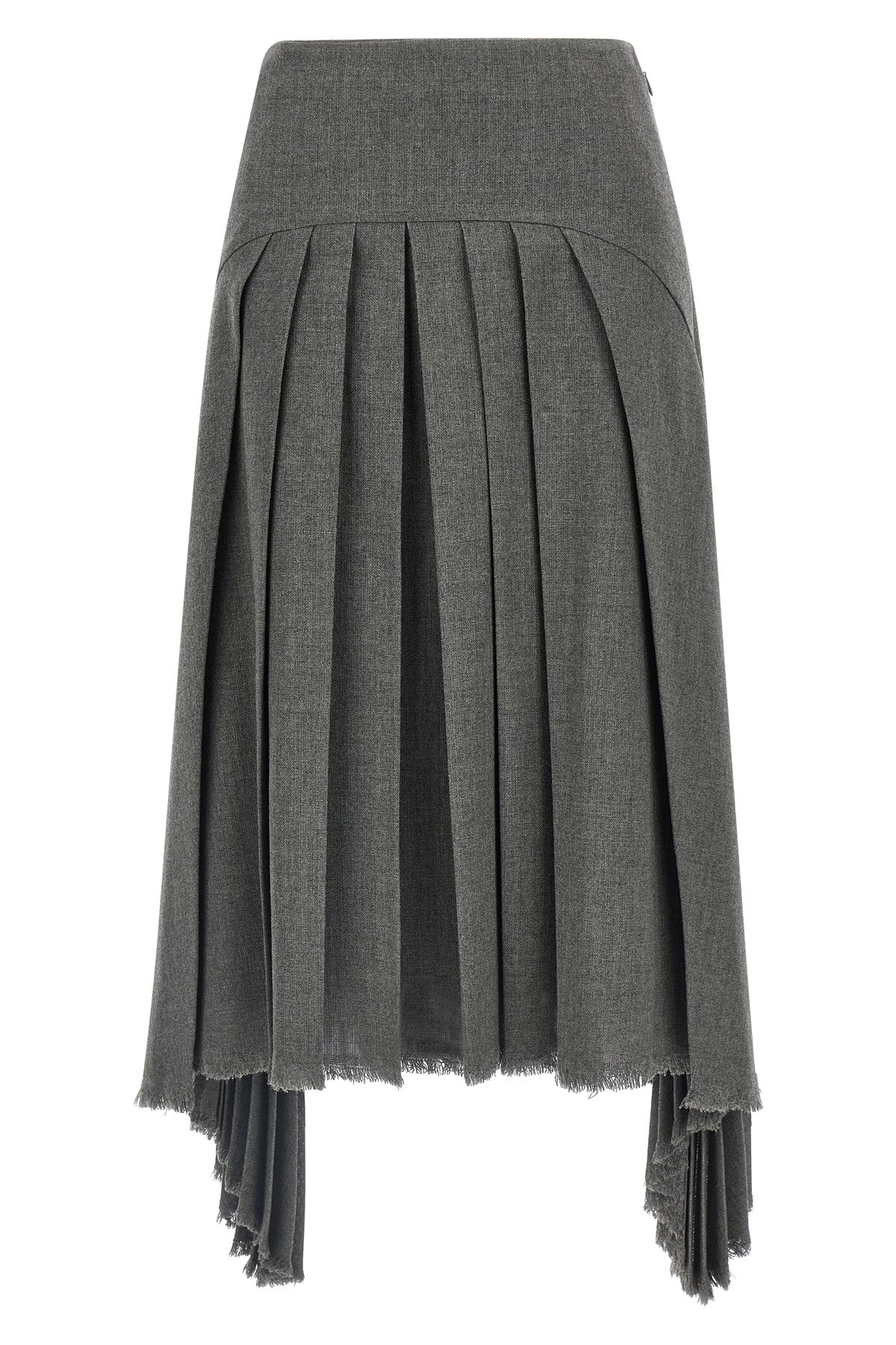 Jil Sander Asymmetric High Waist Pleated Skirt In Gray