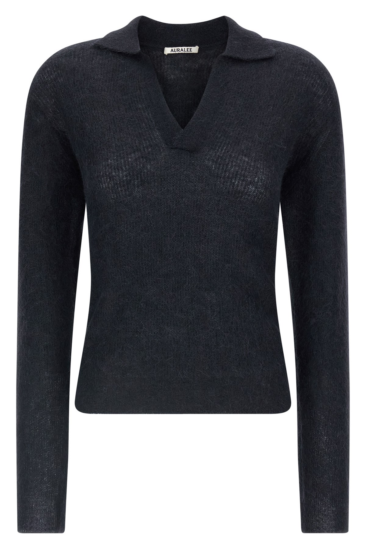 Auralee Skipper Polo Sweater In Black