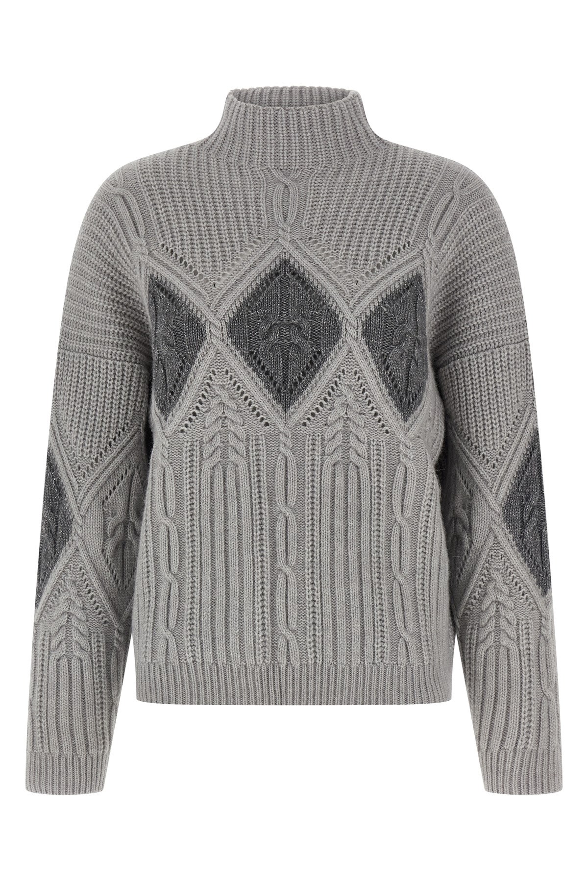 Twinset Lozenge Intarsia Sweater In Gray