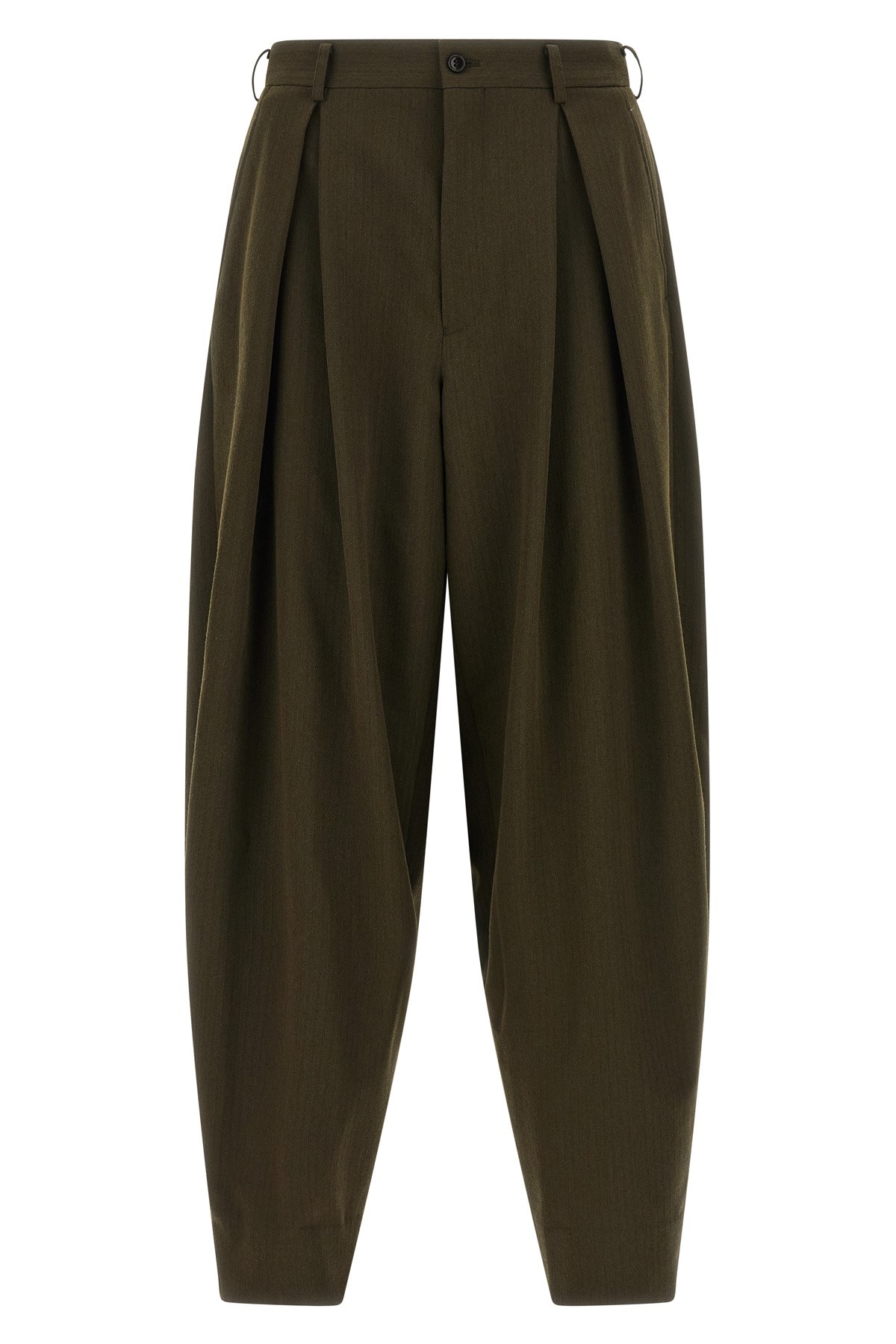Comme Des Garçons Homme Deux Herringbone Wool Pants In Green