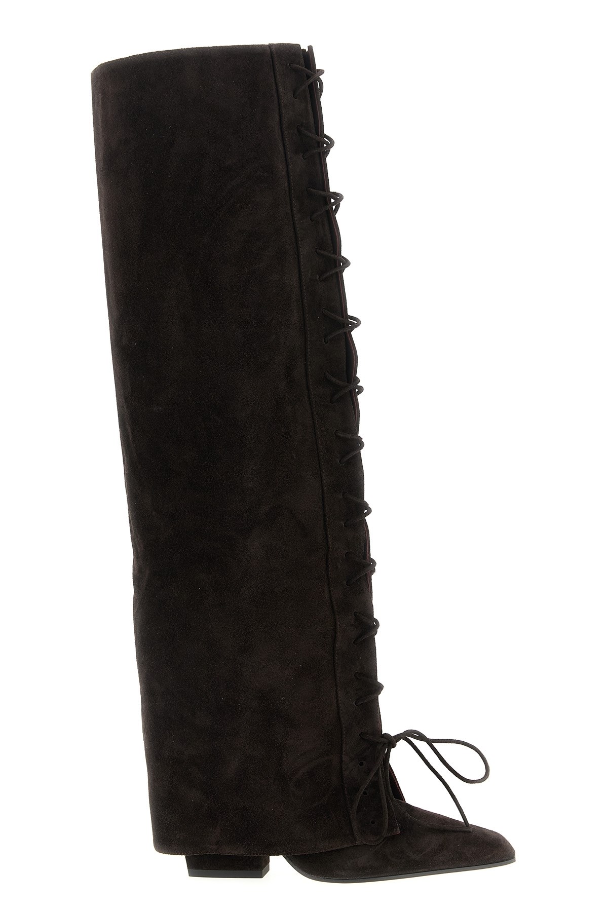 Paris Texas 100m Jane Fold Over Lace-up Boots In Brown