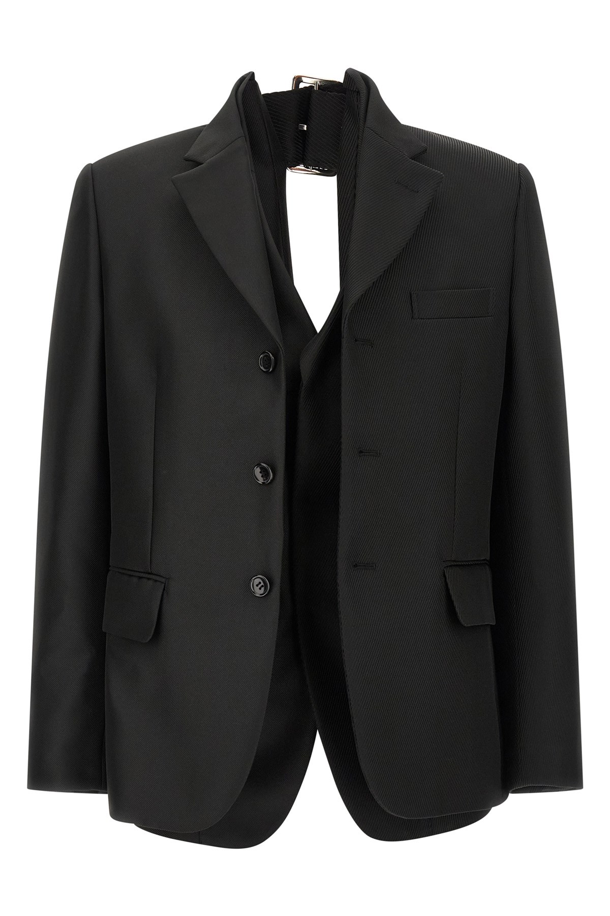 Comme Des Garçons Double Layer Effect Blazer In Black