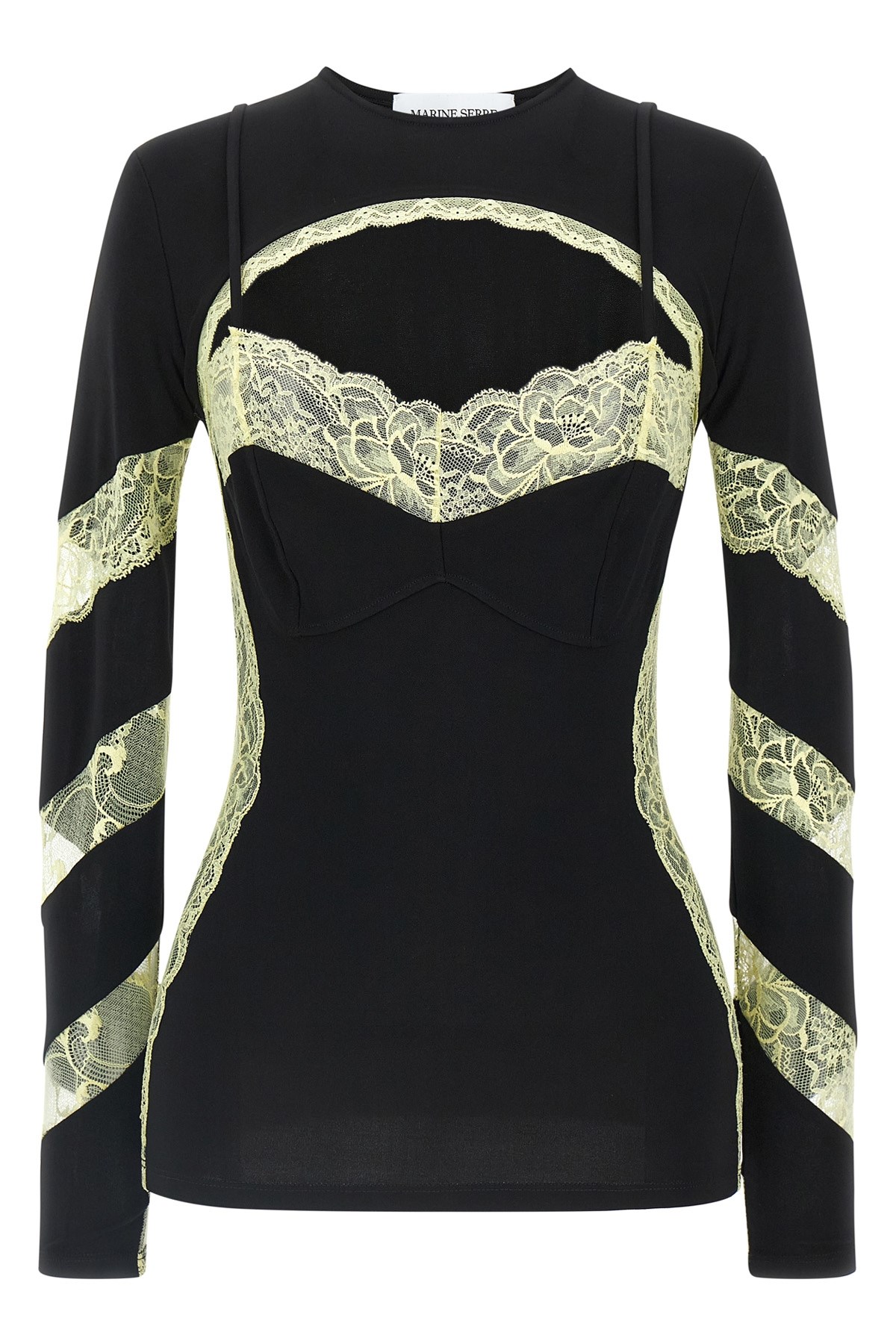 Marine Serre Illusion Effect Fitted Long Sleeve Top In Black