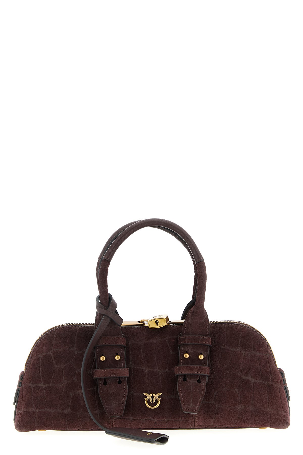 Pinko Escape Baguette Coconut Print Love Birds Handbag In Burgundy