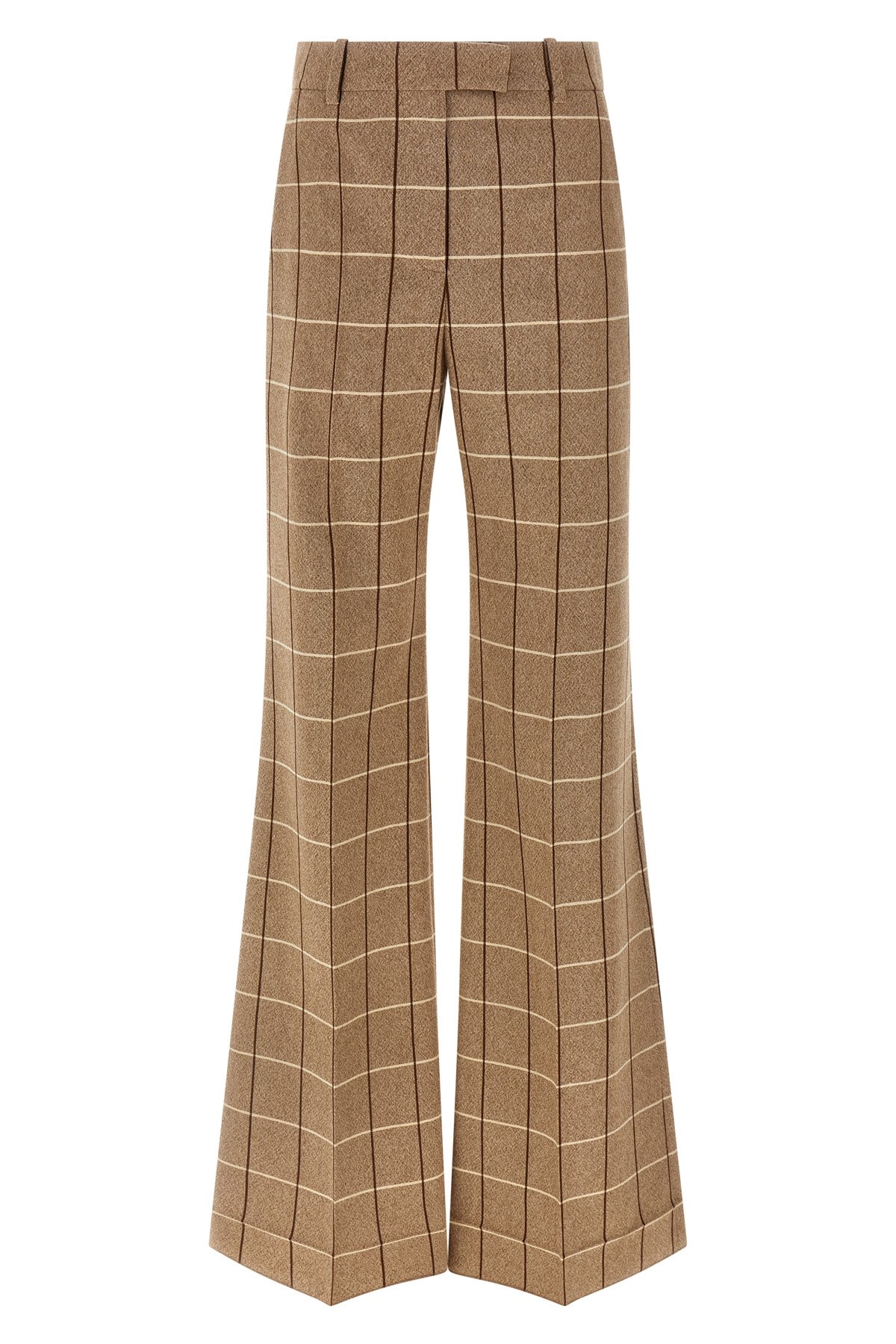 Valentino Garavani Garavani Wool Pants With Window Pattern In Brown