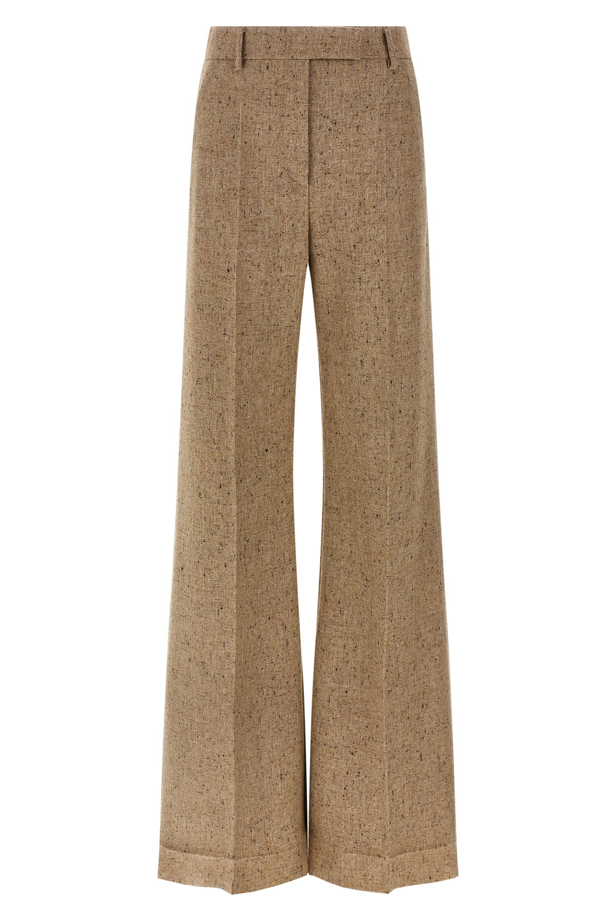 Valentino Garavani Melange Sand Wool Palazzo Pant In Brown