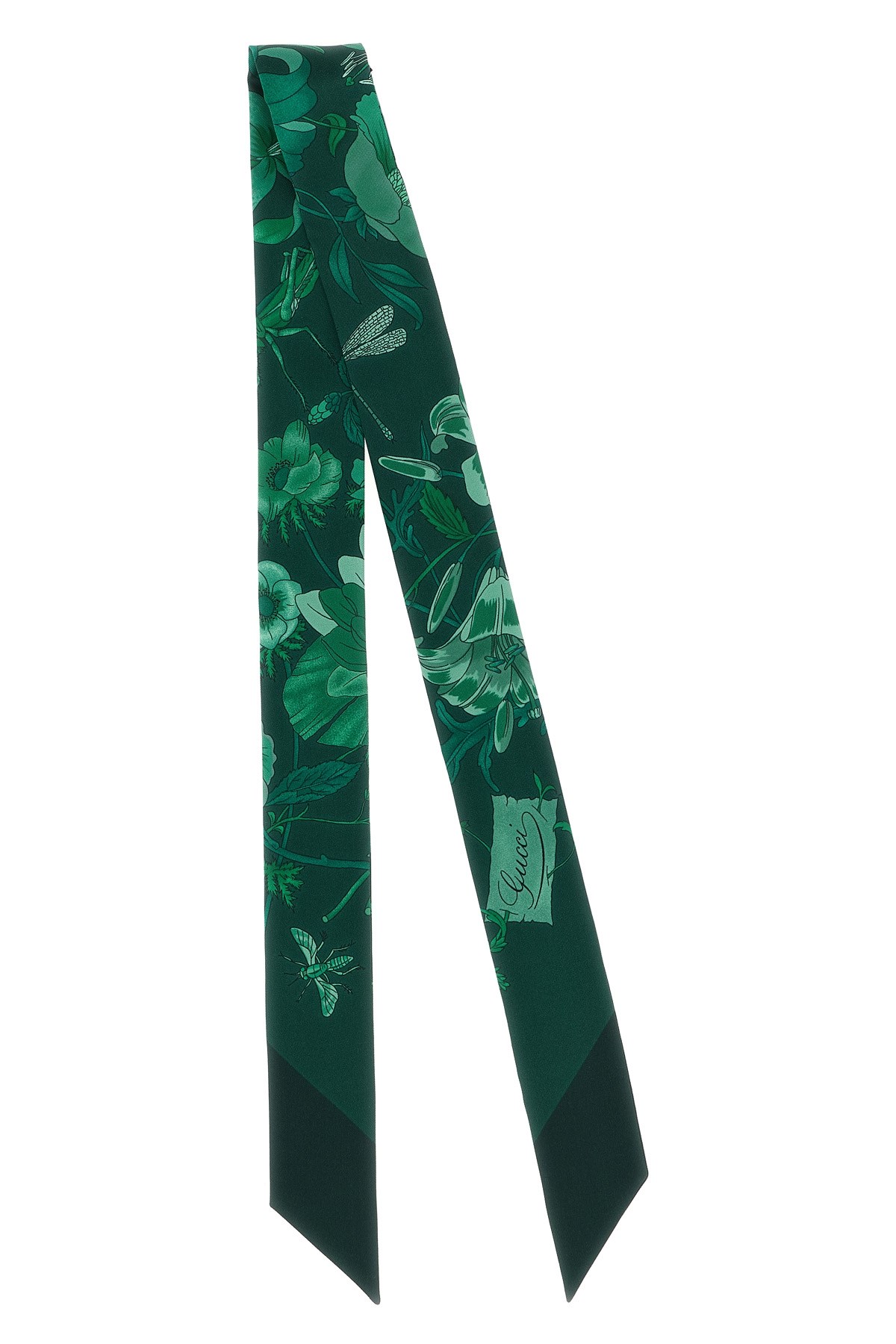 Gucci Flora-print Silk Scarf In Green