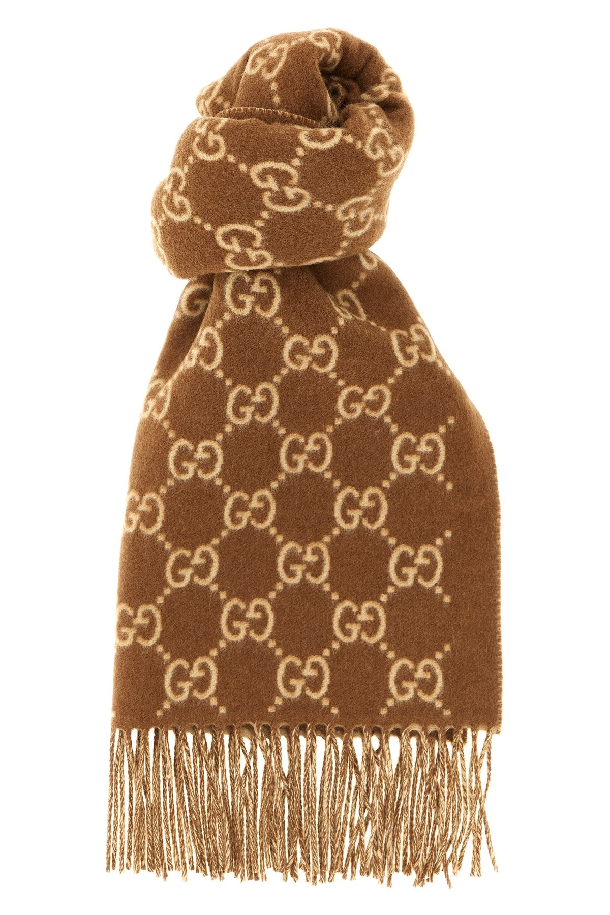 Gucci Women Gg Cashmere Scarf In Brown