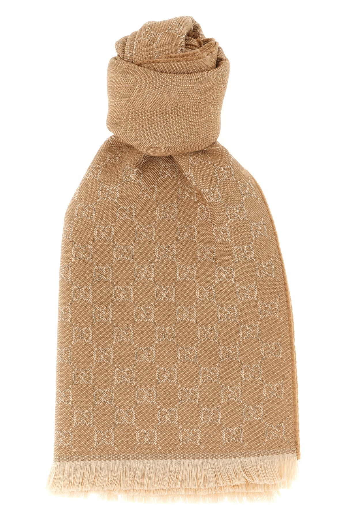 Gucci Gg Wool Scarf In Sand