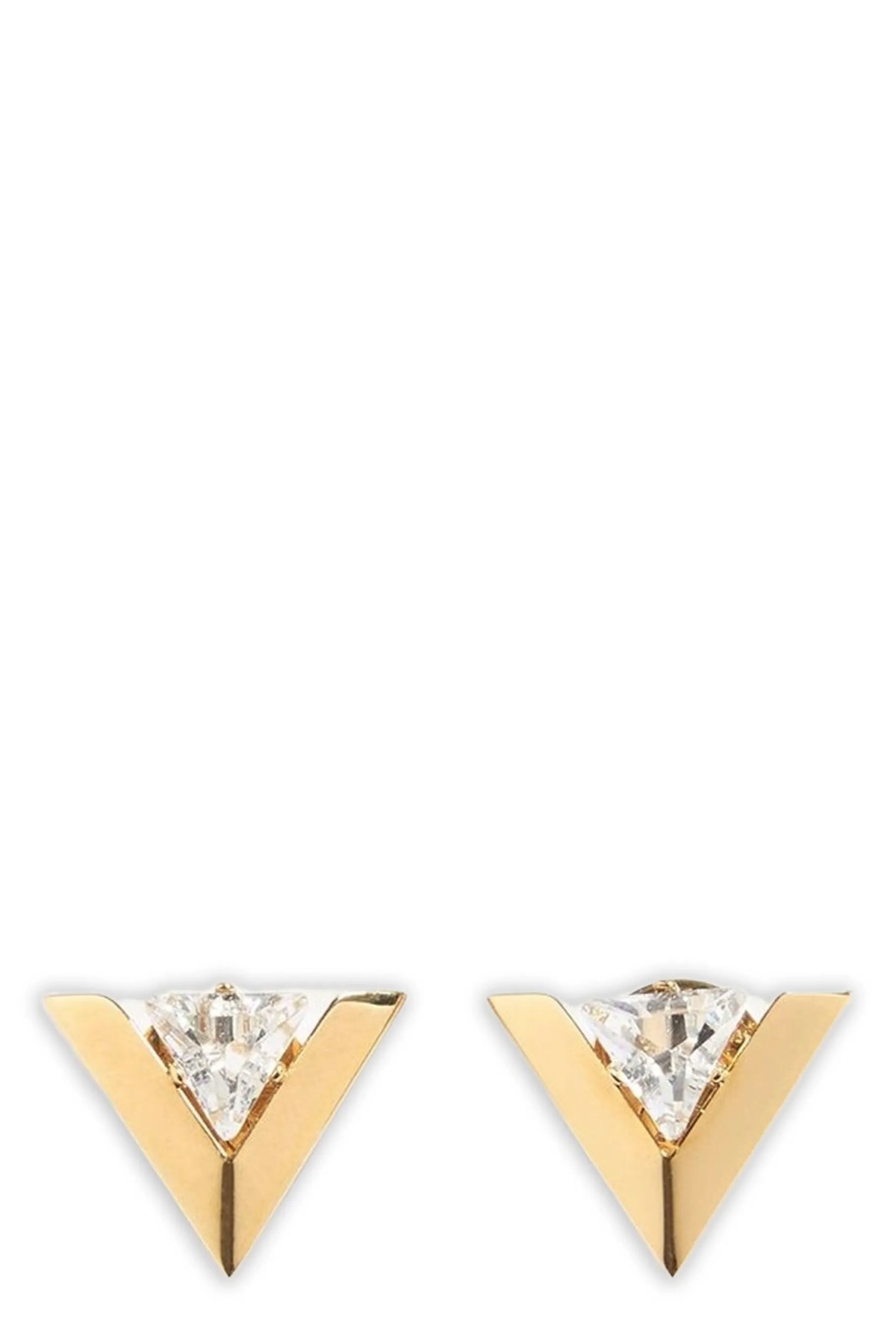 Valentino Triangular Crystal Stud Earrings In Gold