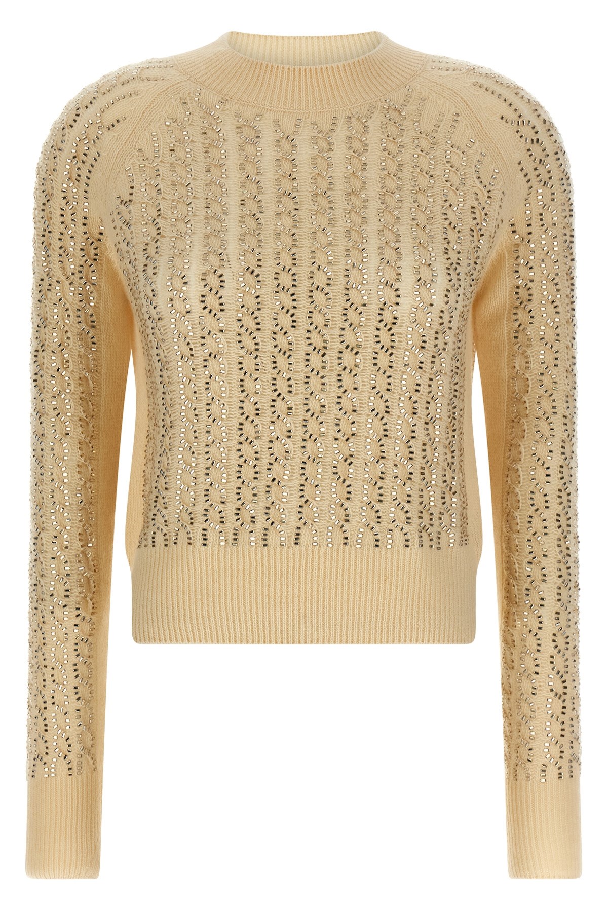 Ermanno Scervino Baguette Studded Sweater Sweaters And Cardigans Beige In Brown
