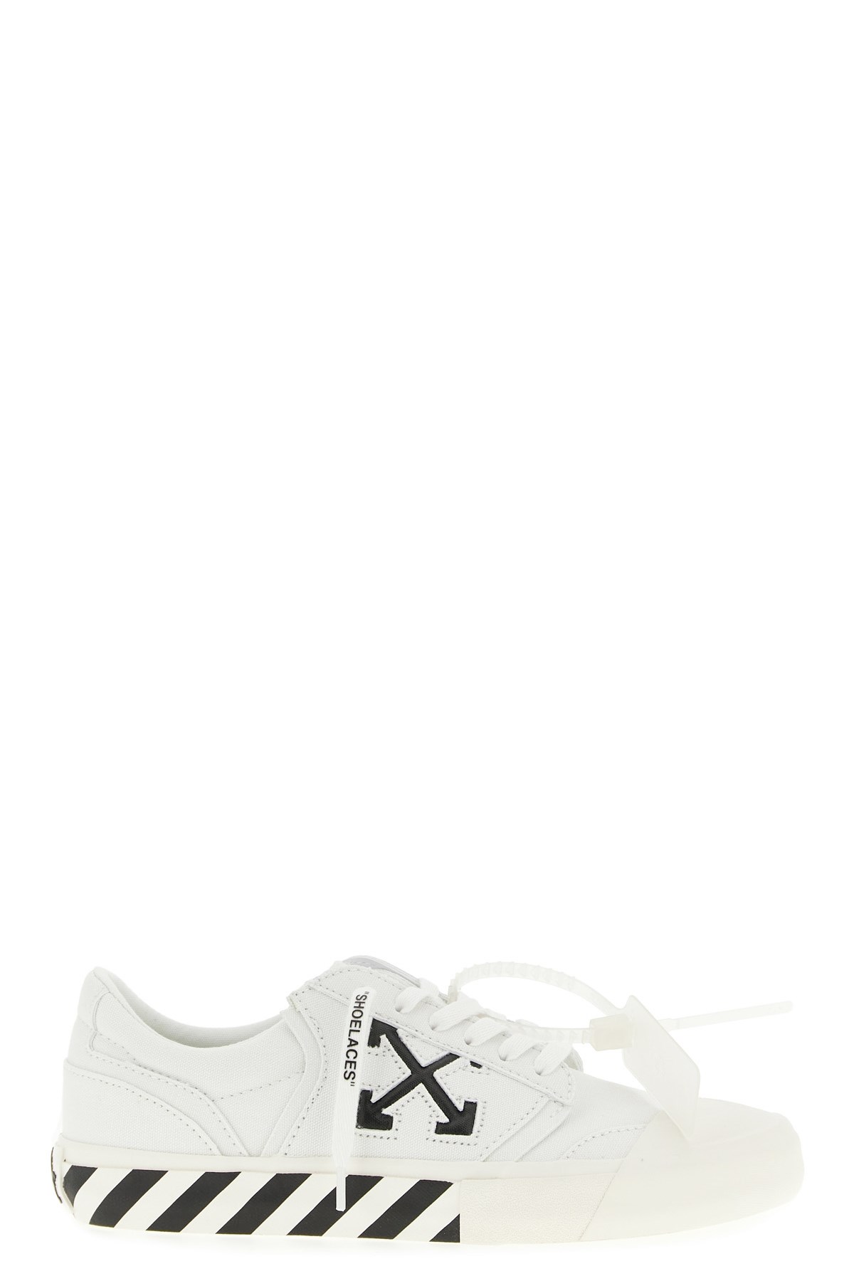 Off-white Vulc Undercut White And Black Cotton Sneakers In Neutral