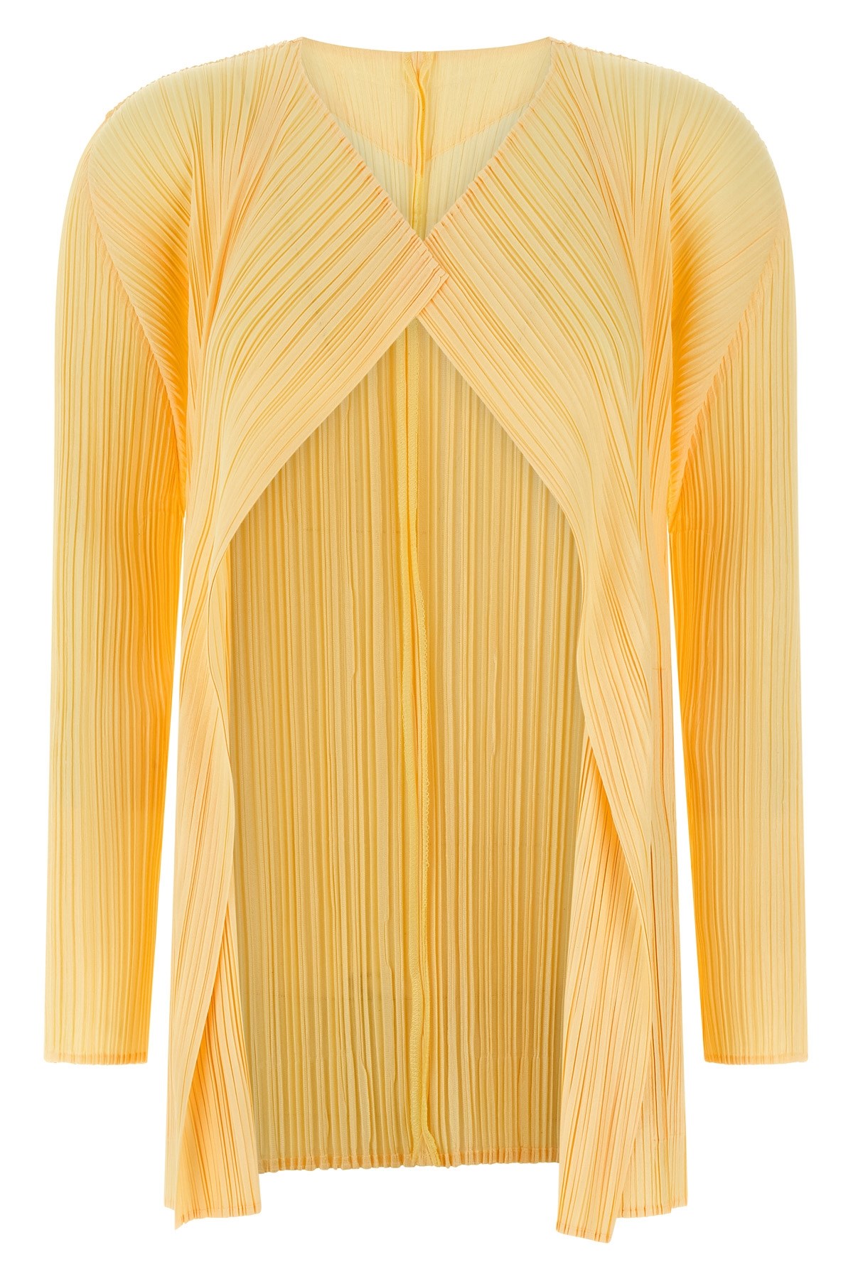 Issey Miyake Pleats Please  'mellow Pleats' Cardigan In Yellow