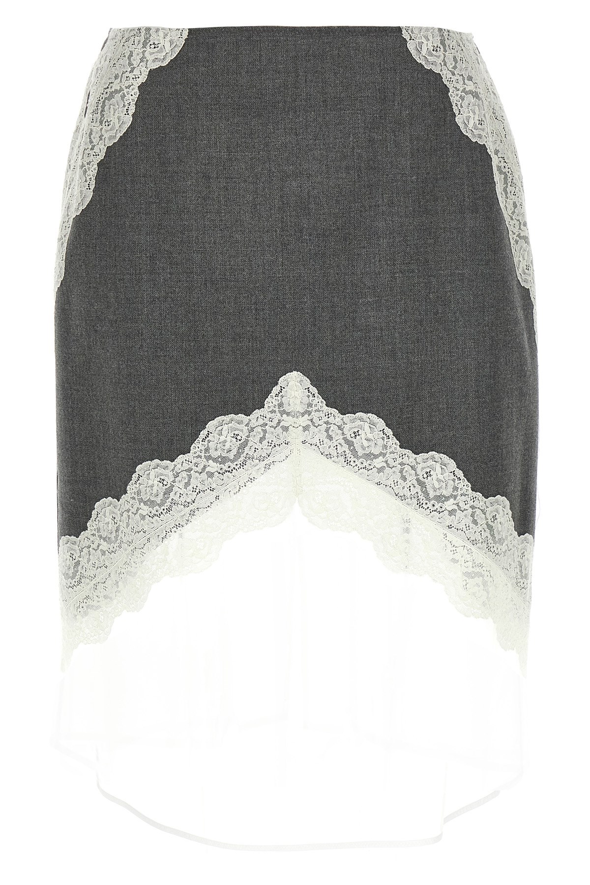 Jil Sander Organza Lace Wool Skirt Skirts Gray In Gray