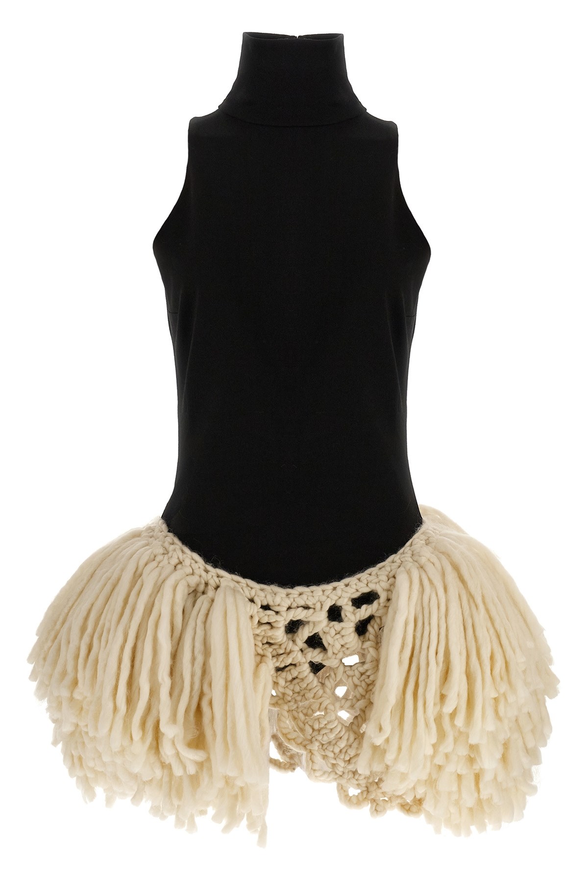 Magda Butrym Textured Sleeveless Dress Featuring Crochet Detail In Black