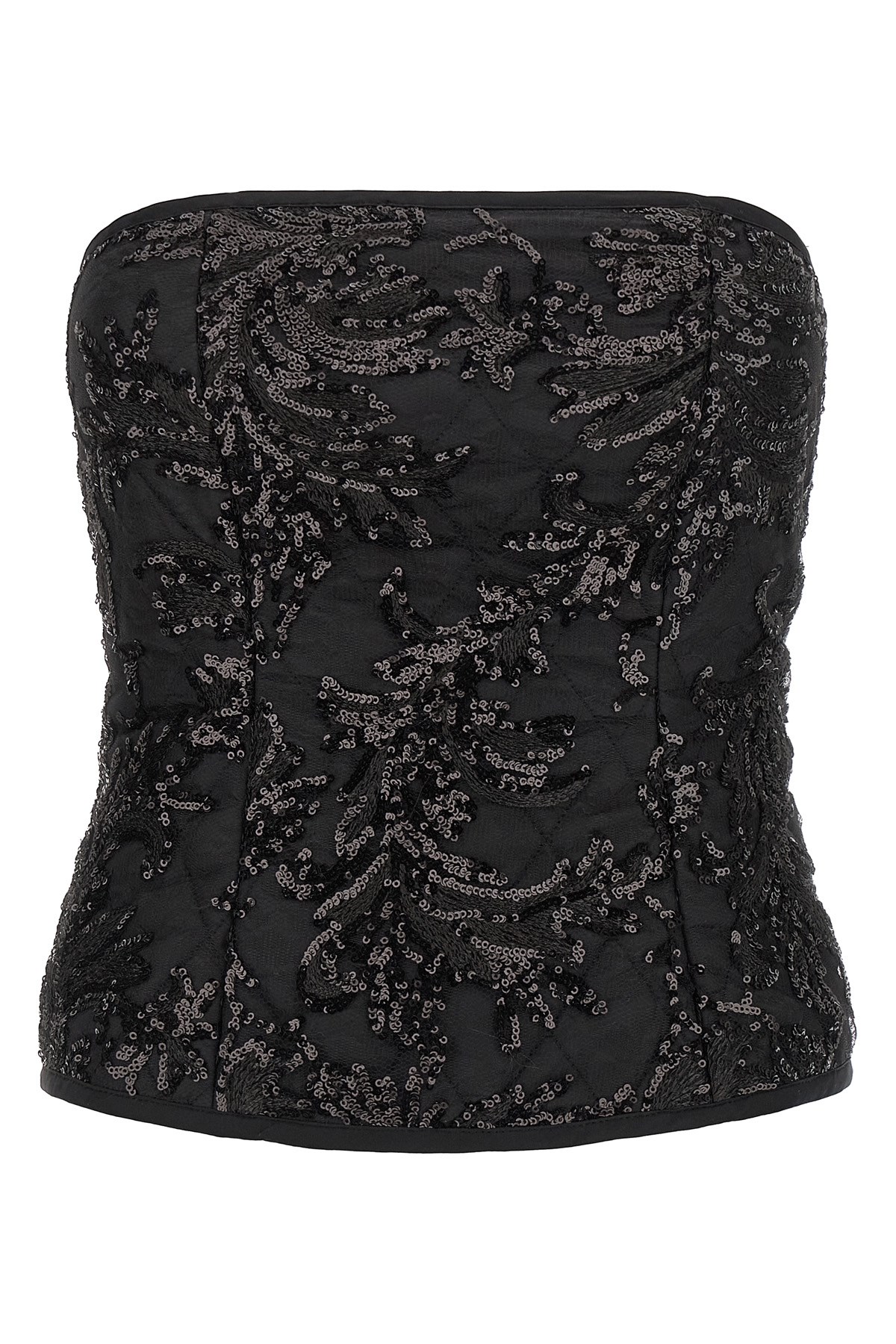 Le Twins Elodie Lace Sequin Top In Black