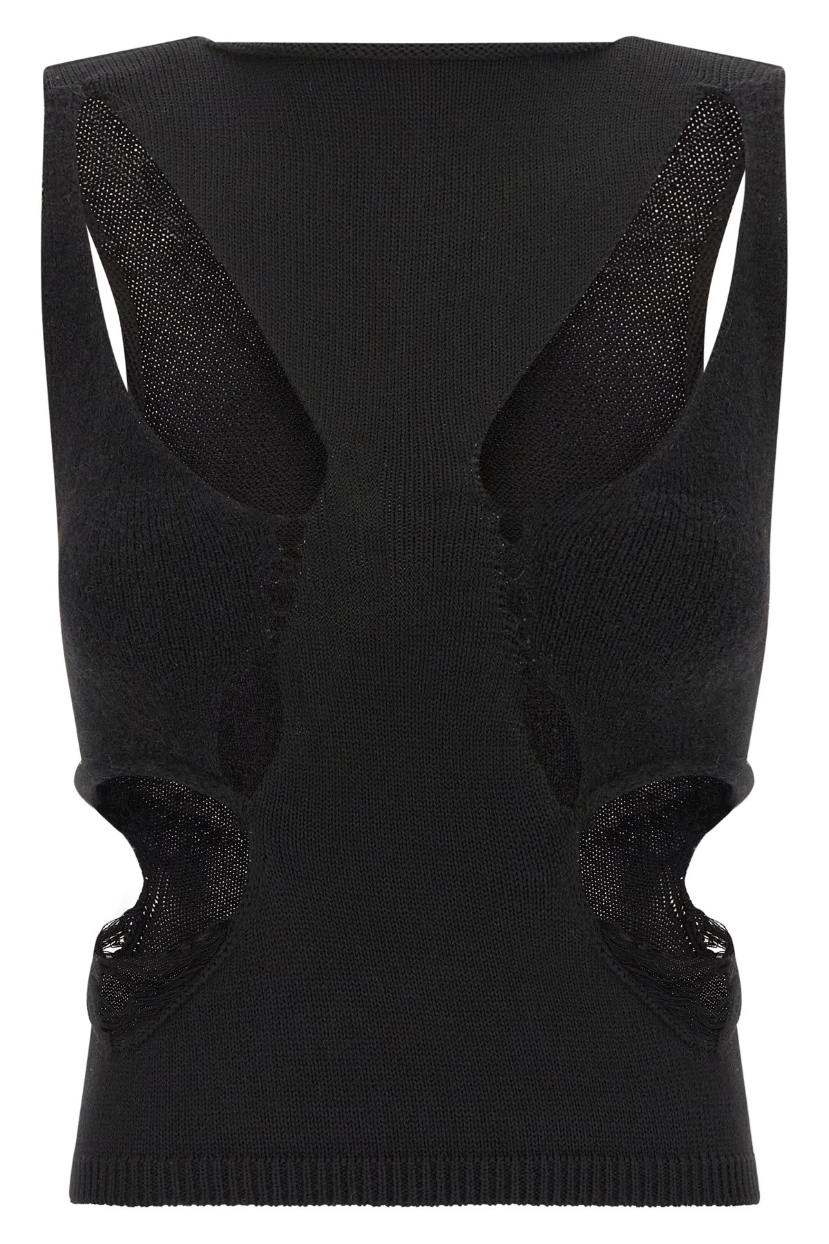 Rick Owens Sleeveless Top Featuring Cut-outs And Ribbed Hem In Black
