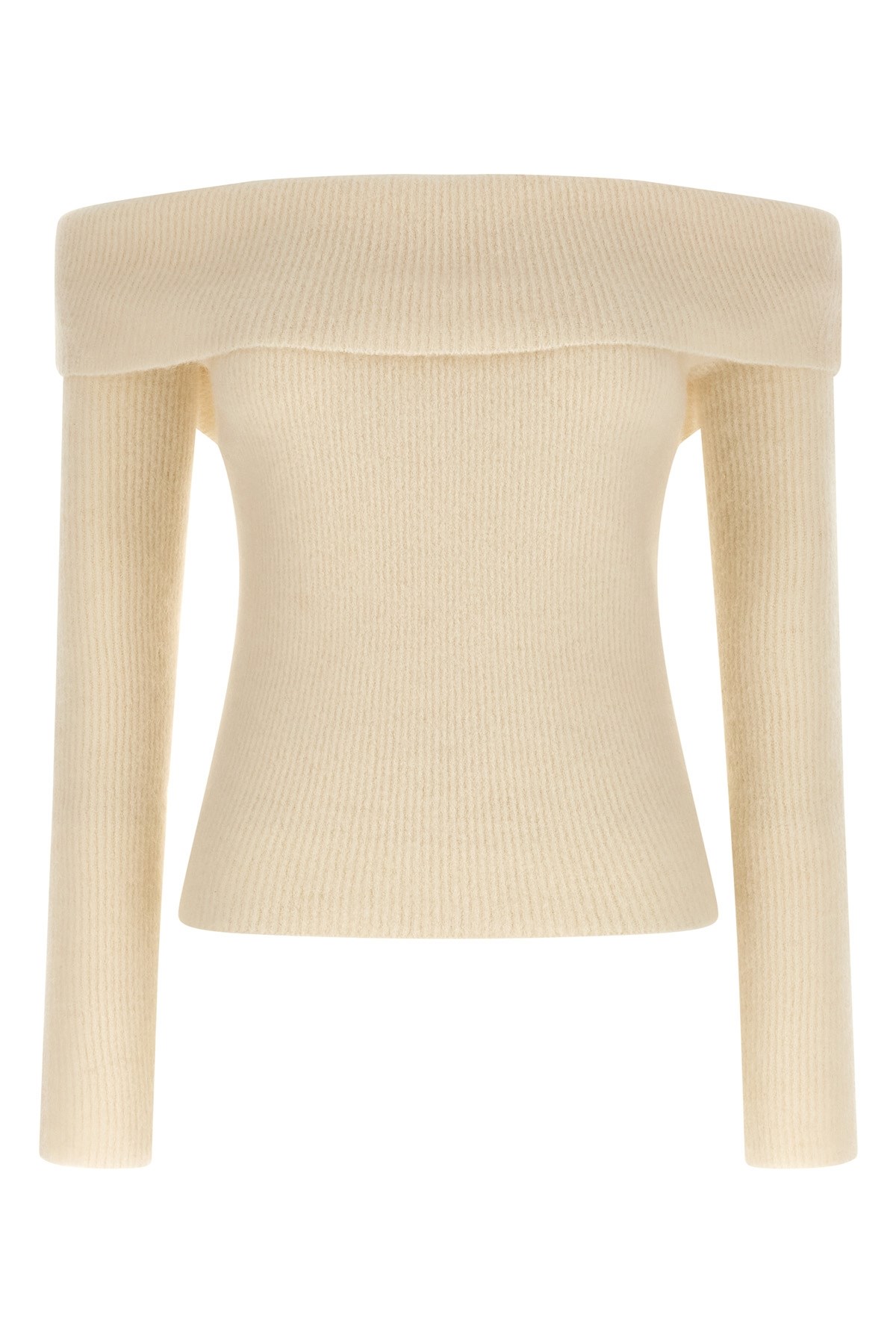 Rick Owens Long Sleeve Off Shoulder Knit Sweater In Neutral