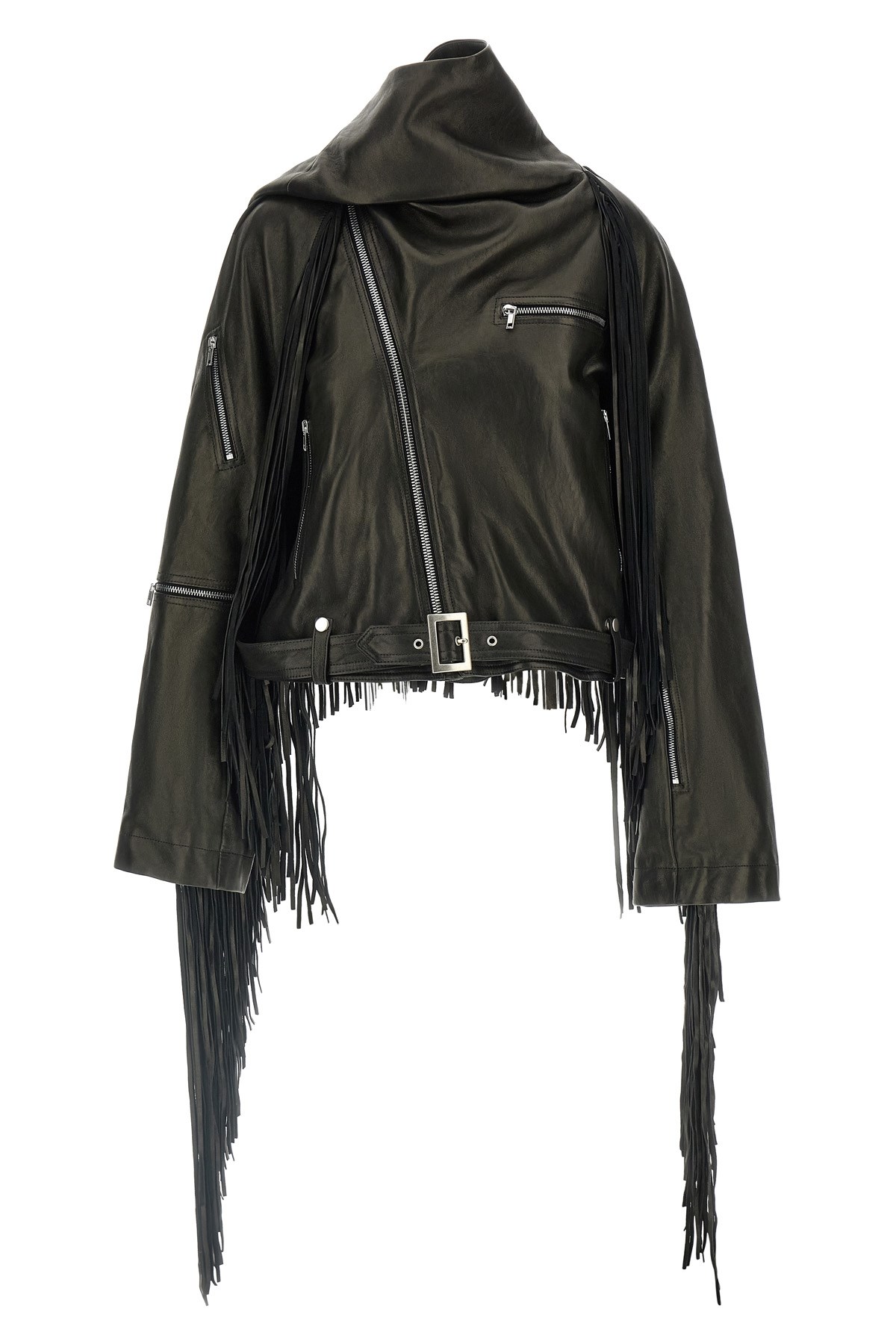 Rick Owens Cropped Scarf Flight Puffer Jackets Black In Black