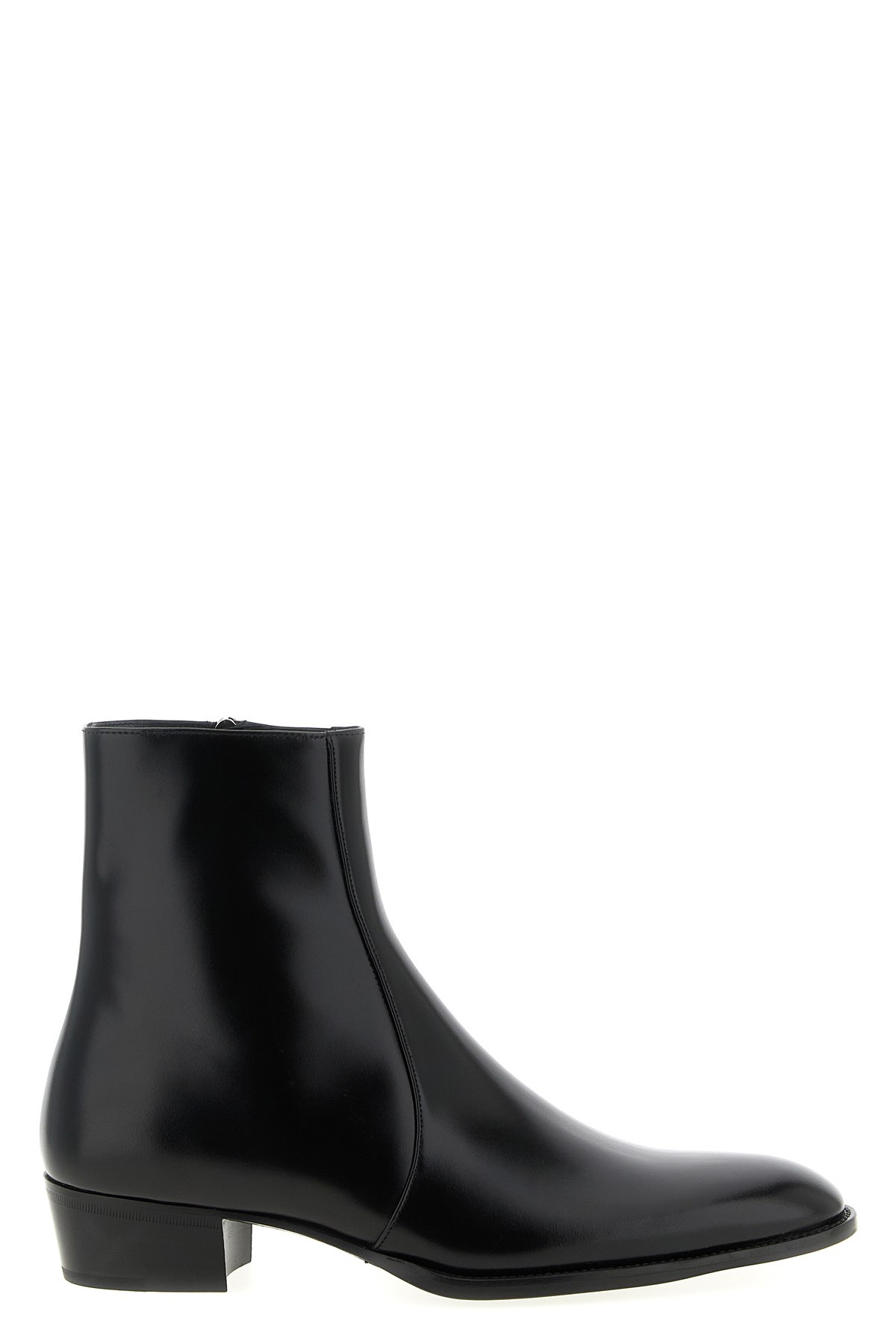 Saint Laurent Black Roman Boots In Smooth Leather In Black