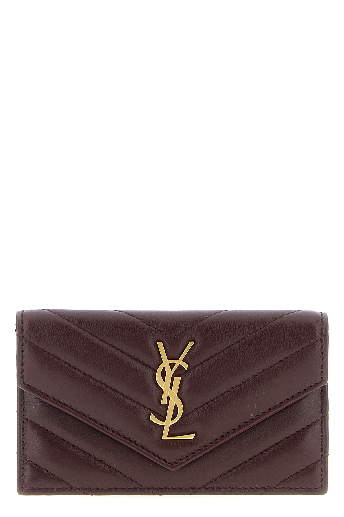 Saint Laurent 'fragments' Card Holder In Burgundy