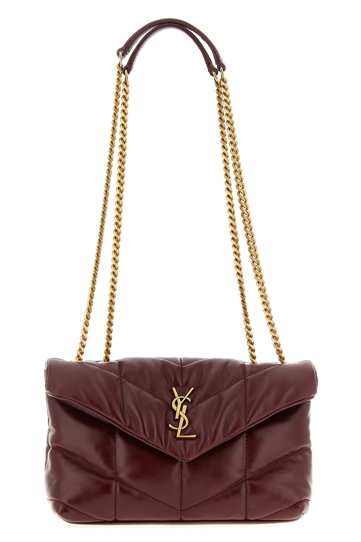 Saint Laurent Loulou Puffer Toy Shoulder Bag In Burgundy
