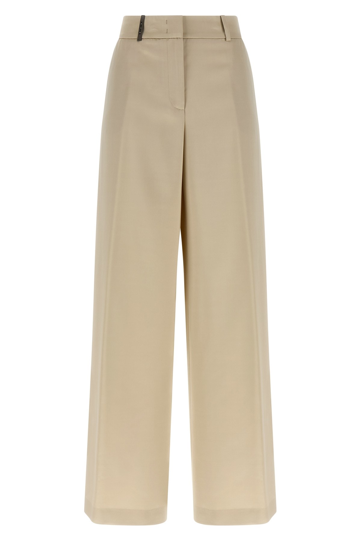 Peserico High Waist Wide Leg Trousers With Pockets In Neutral