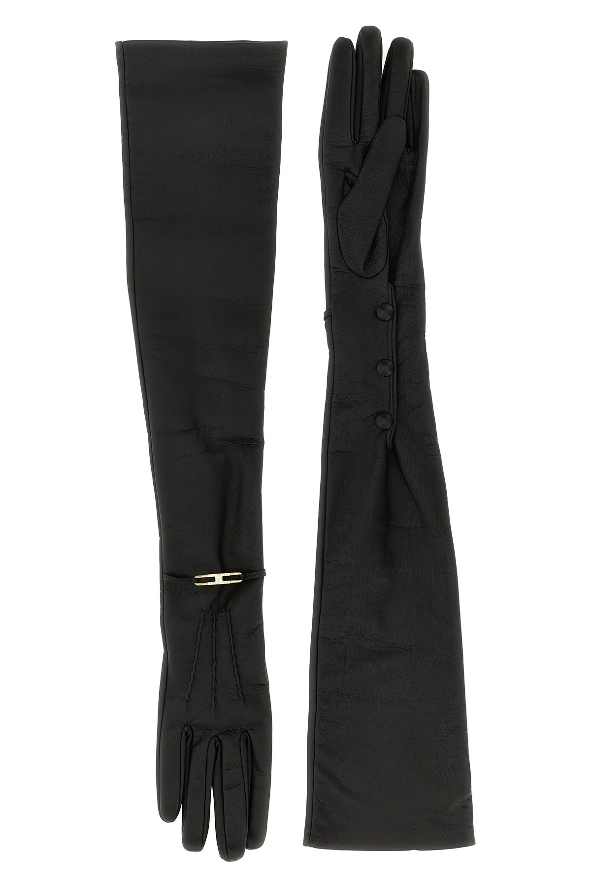 Elisabetta Franchi Long Nappa Gloves In Black