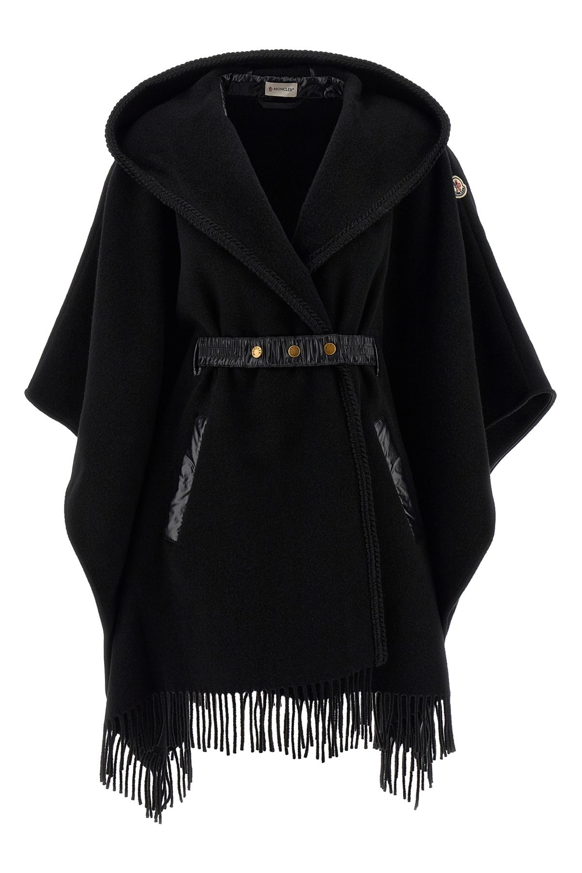Moncler Wool Cape In Black