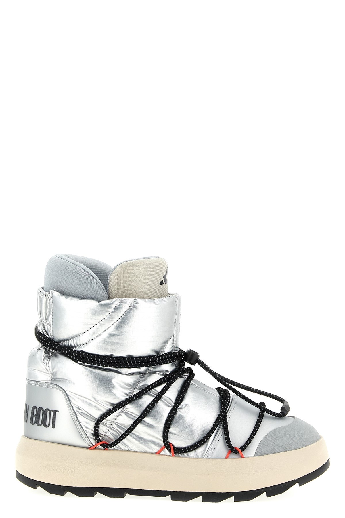 Adidas Originals Quilted Lace-up Boots In Silver