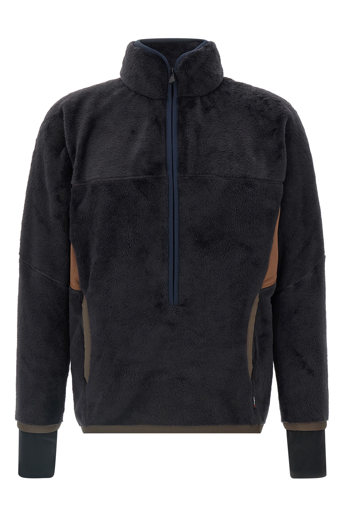 Moncler High Collar Sweatshirt Featuring Contrast Panels In Black