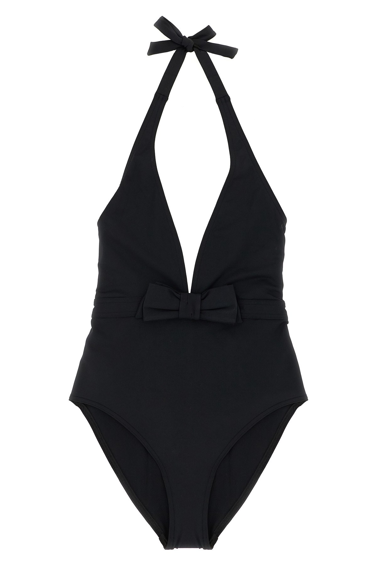 Eres Couture Bow-detailed Halterneck Swimsuit In Black