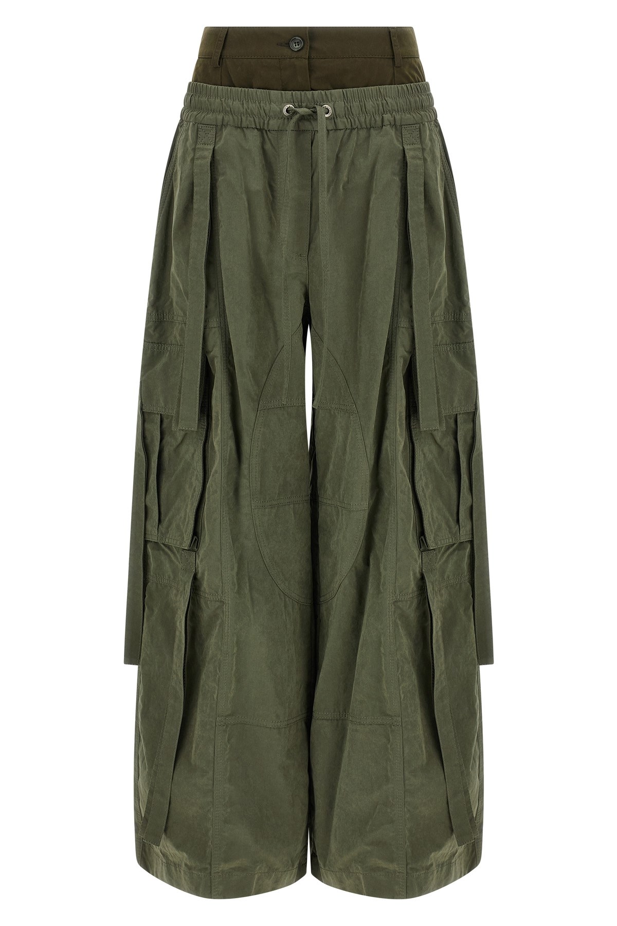 Dolce & Gabbana Green Cargo Pants With Elasticated Double Waist In Cotton Blend Woman In Green