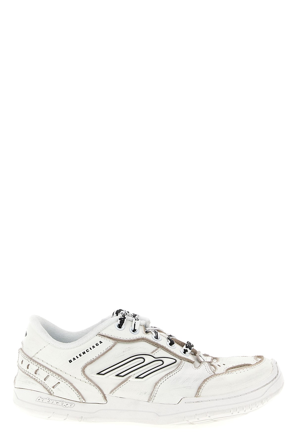 Balenciaga Hamptons 3b Sports Icon Leather Sneakers In White