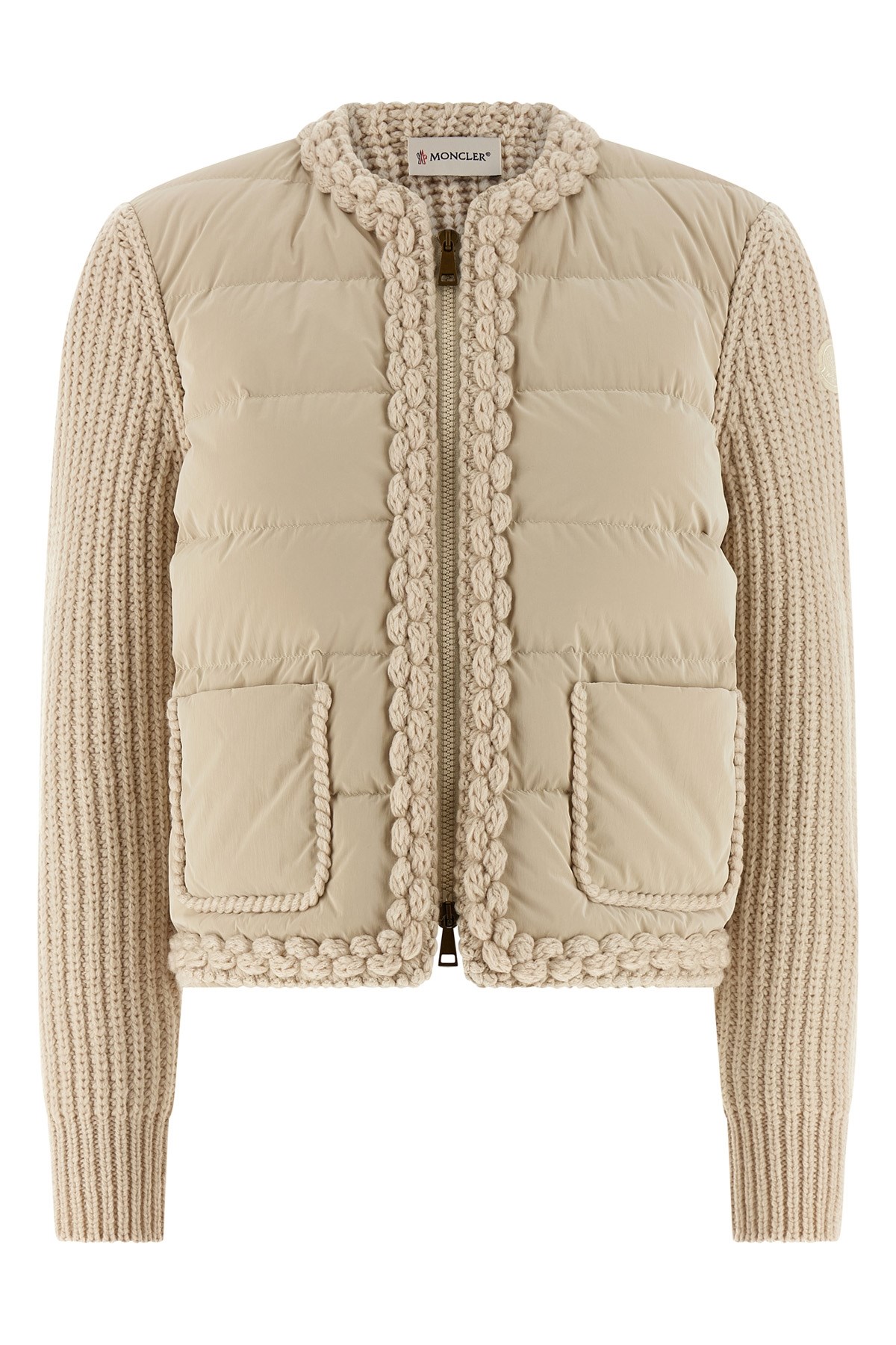 Moncler Padded Cardigan Sweaters And Cardigans Beige In Brown
