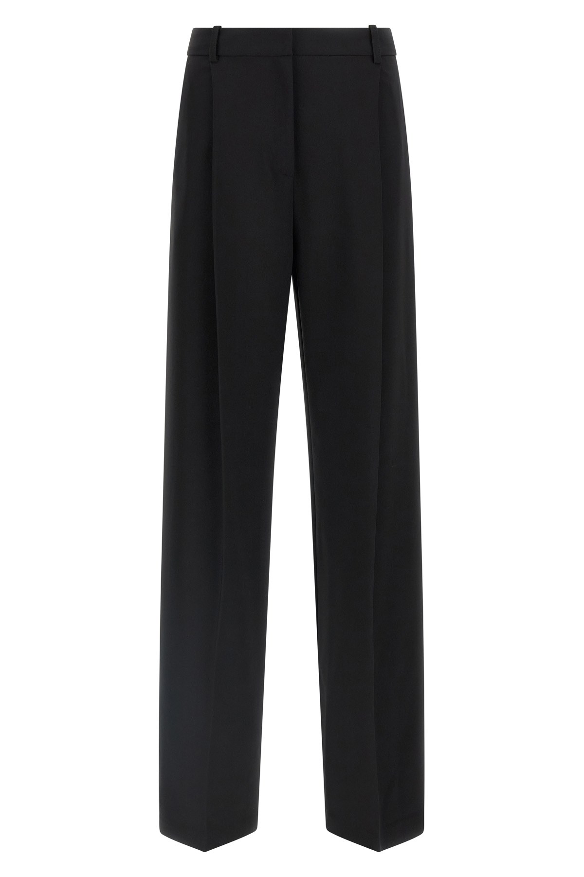 Elisabetta Franchi High-waisted Trousers With Wide Legs And Decorative Button Details In Black