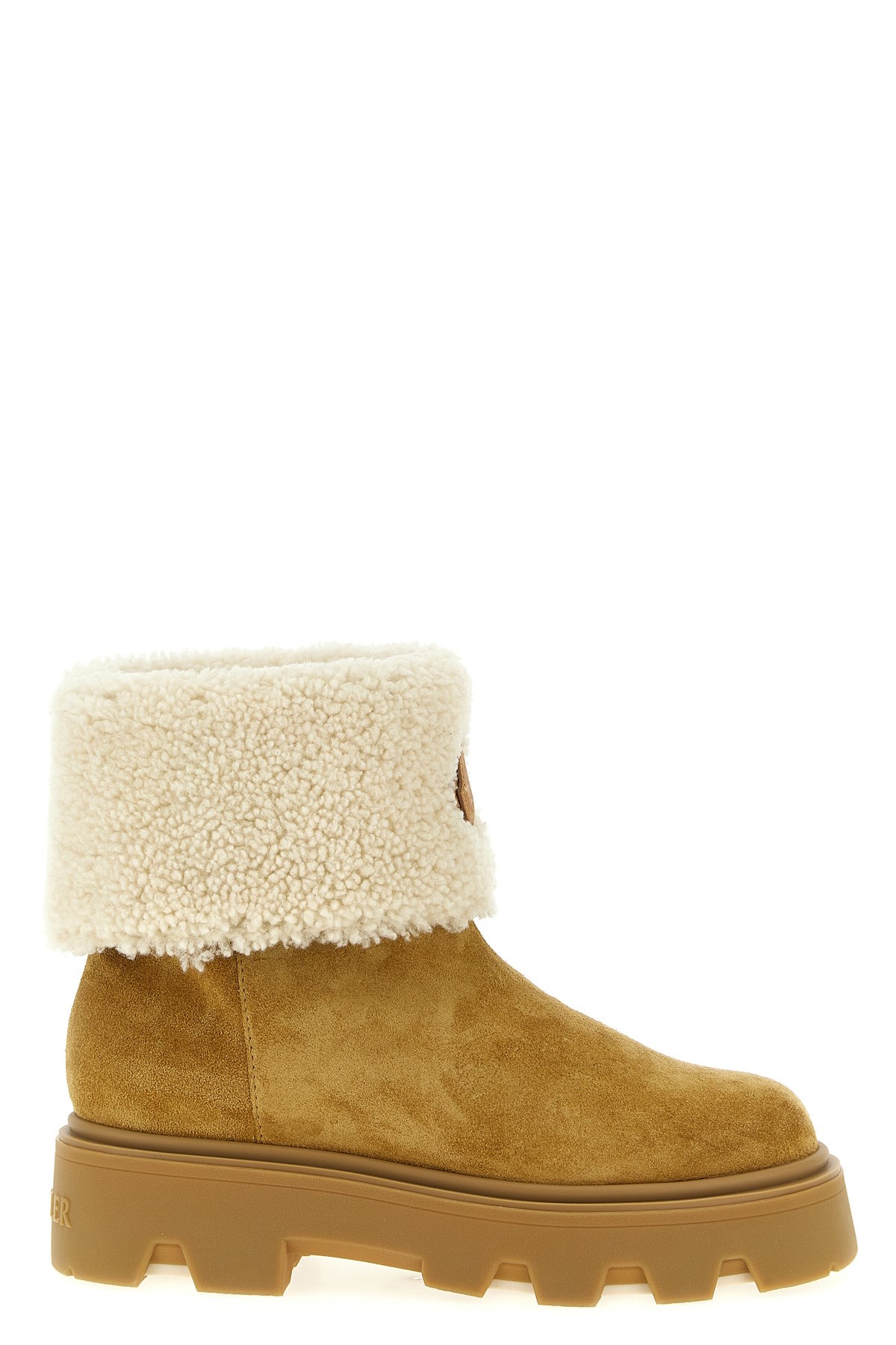 Moncler Beige Brown Ankle Boots In Brown